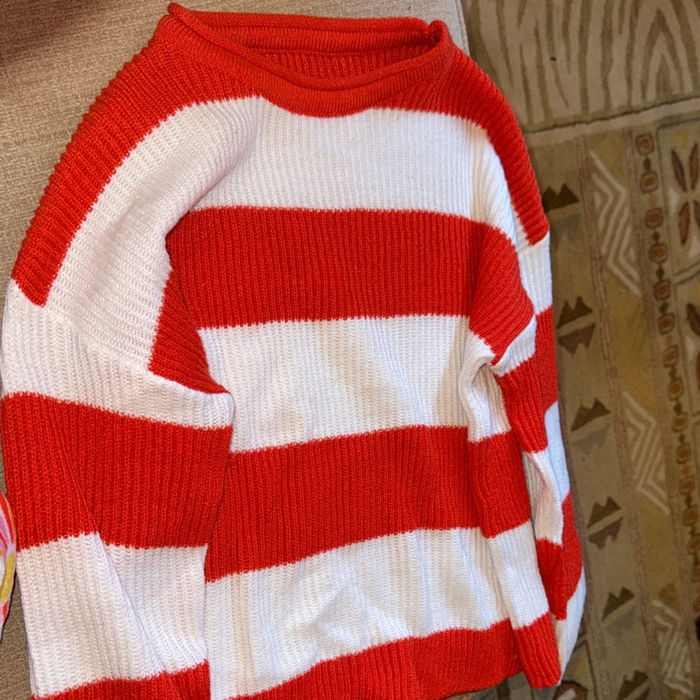 Orange and White Striped Sweater